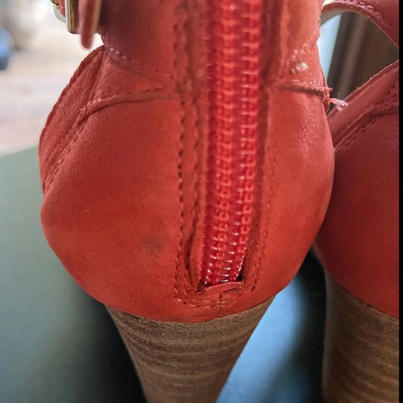 Franco Sarto Orange Suede Block Sandals 6.5 - Picture 2 of 8